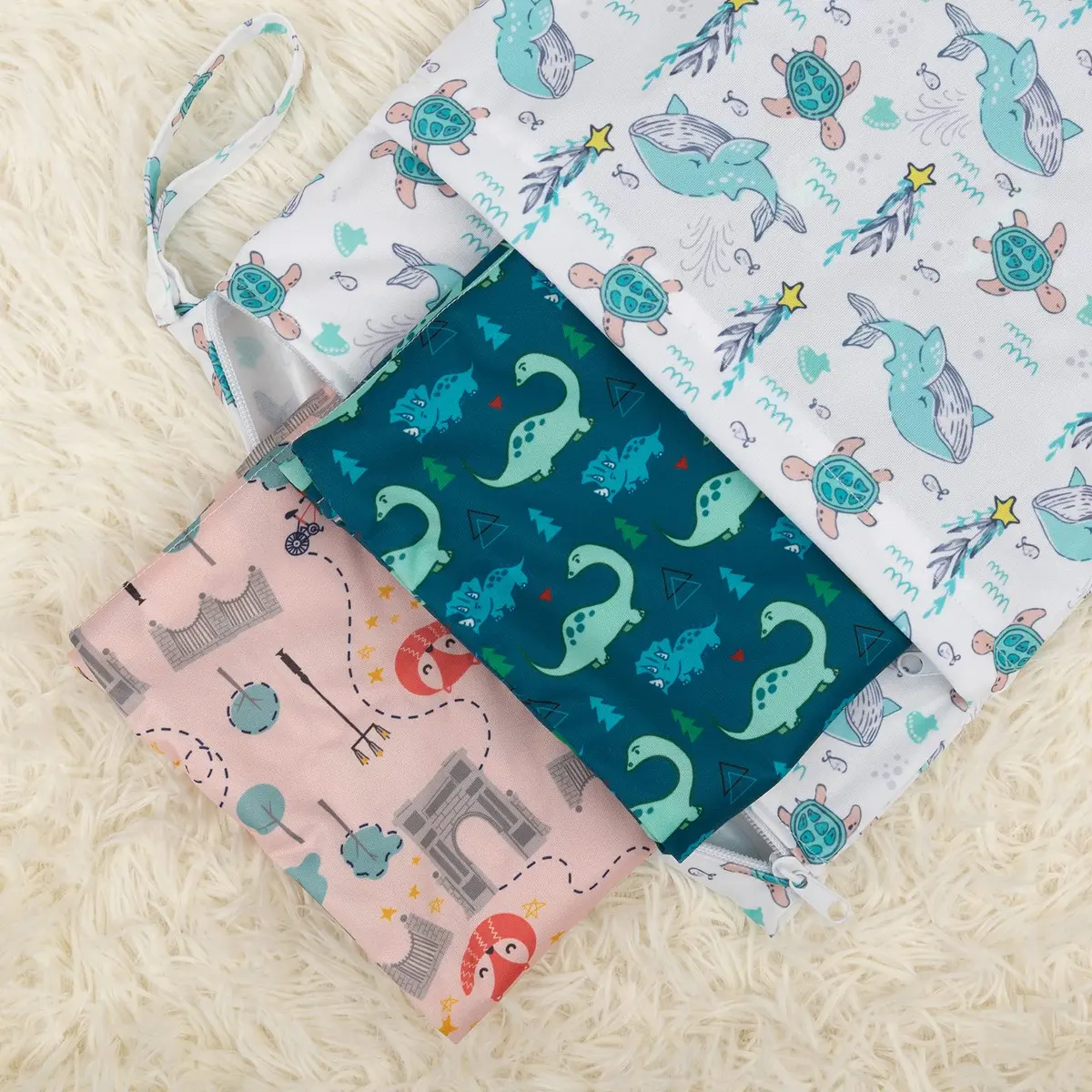 babygoal Wet Dry Bags 3 Pack | Waterproof Cloth Diaper Travel Bags with Two Zippered Pockets - view 3