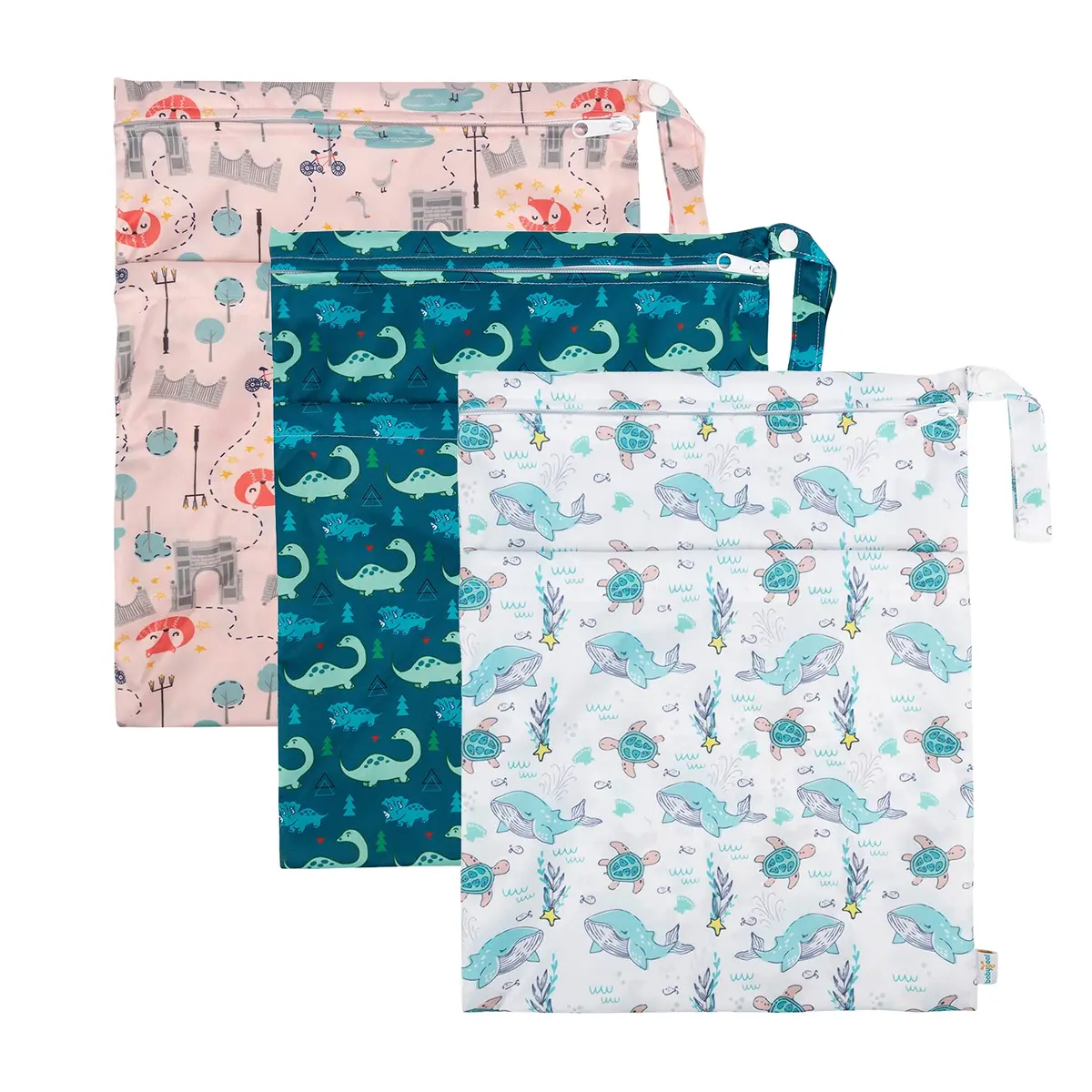 babygoal Wet Dry Bags 3 Pack | Waterproof Cloth Diaper Travel Bags with Two Zippered Pockets - view 4