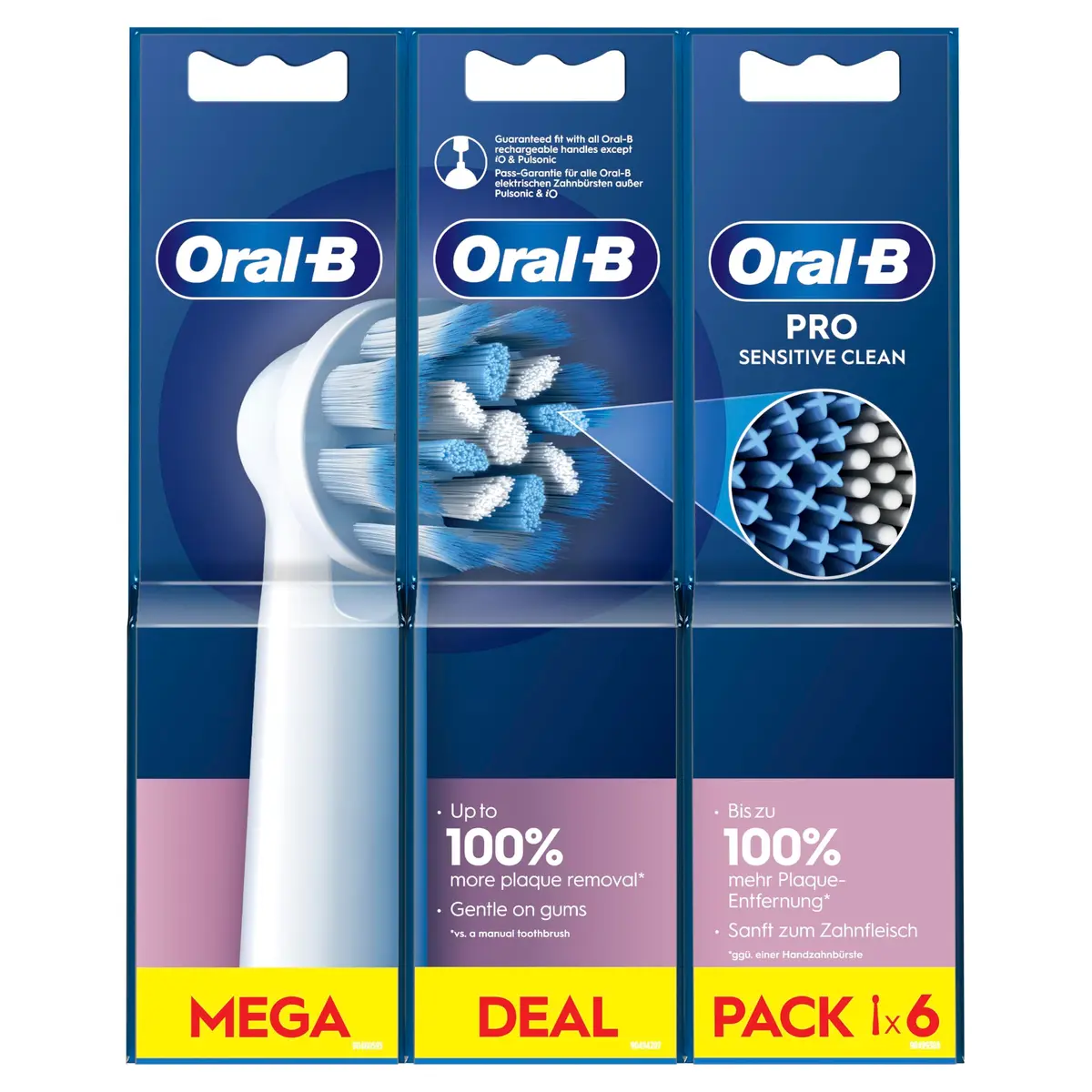 Oral-B Pro Sensitive Clean Electric Toothbrush Head, X-Shaped & Extra Soft Bristles, Pack of 6 | Gentle Plaque Removal - main product image