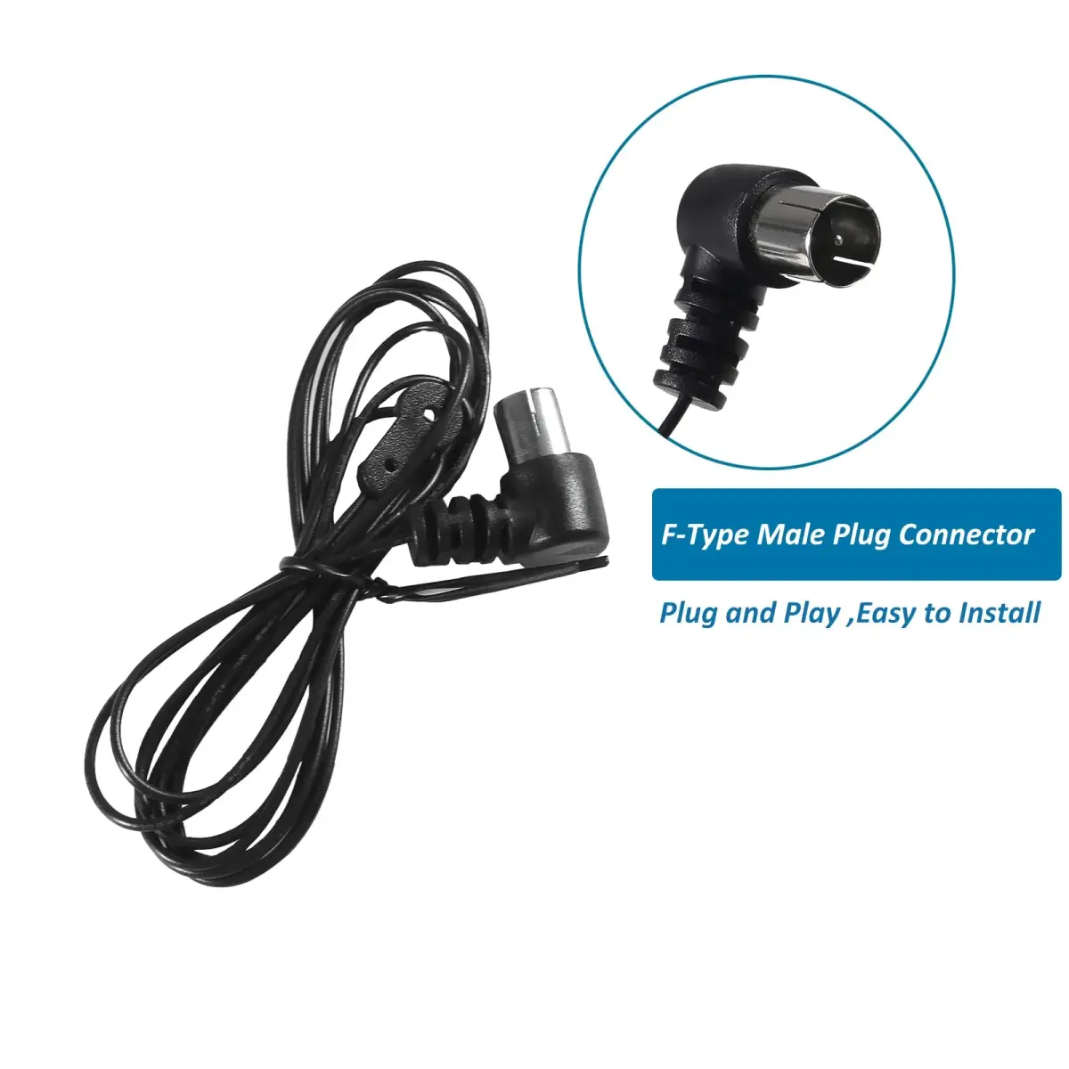 AEDIKO FM Antenna 1.5m (4.9ft) | 75 Ohm F-Type Male Plug for Stereo Receivers - view 4