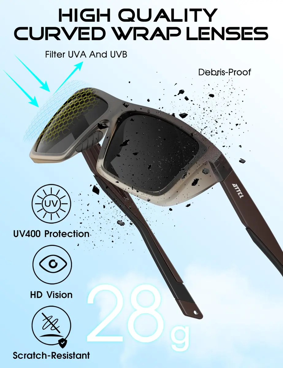 ATTCL Polarized Fishing Sunglasses Men Anti Glare TR90 Wrap Around UV400 | Outdoor Performance & Style - view 4