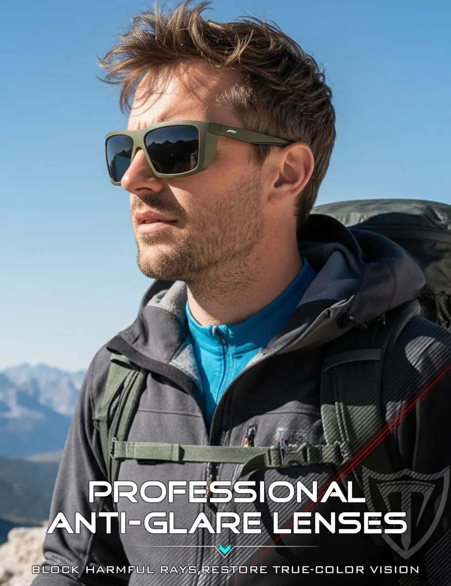 ATTCL Polarized Fishing Sunglasses Men TR90 Wrap Around UV400 | Anti-Glare Square Frame, 58mm Lens Width - view 3