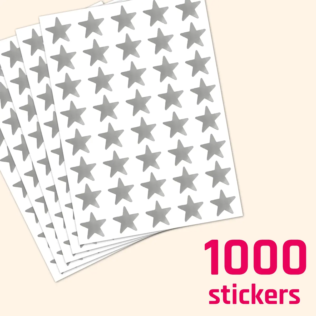 TownStix Silver Foil Star Metallic Stickers 1000 Pack | Permanent Adhesive for Crafts - view 4