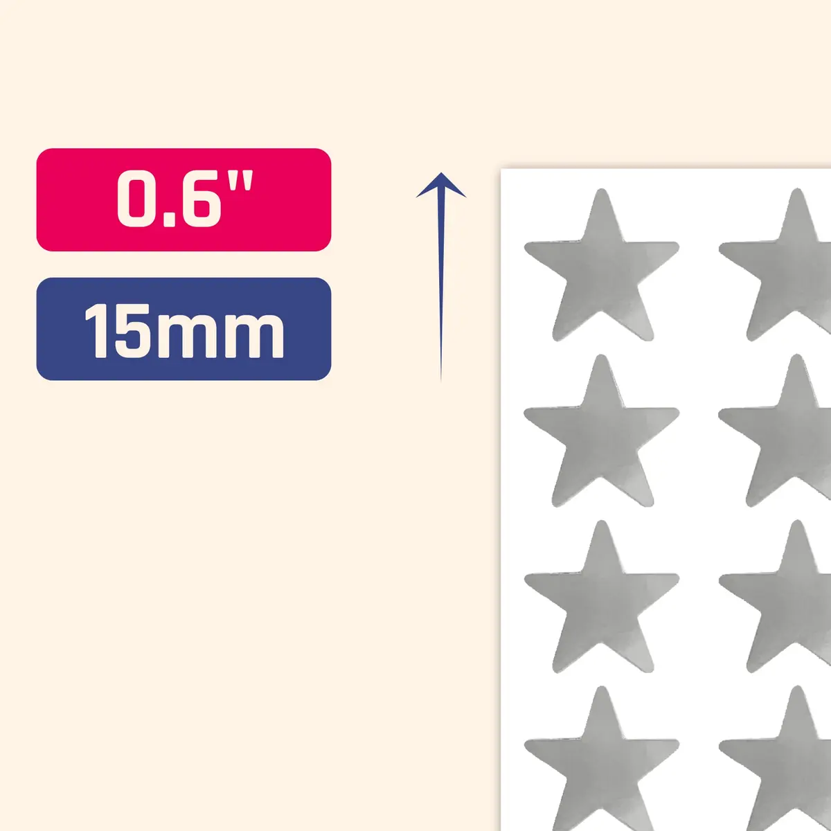 TownStix Silver Foil Star Metallic Stickers 1000 Pack | Permanent Adhesive for Crafts - view 2