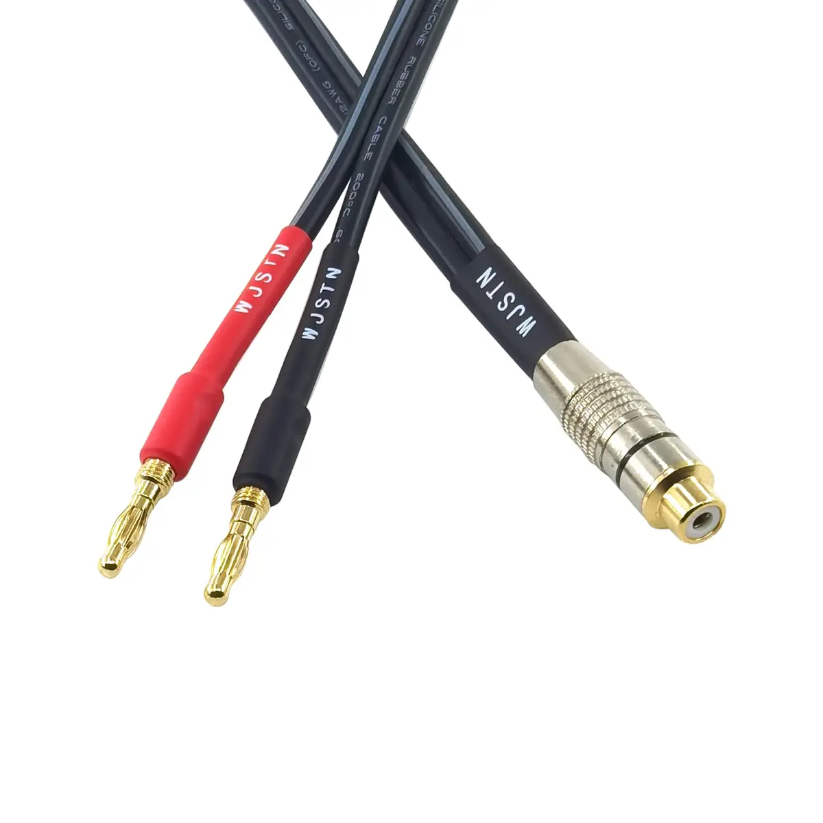 WJSTN RCA to Flex Pin Banana Plug Adapter 6 inches | High-Quality Audio Extension - view 4