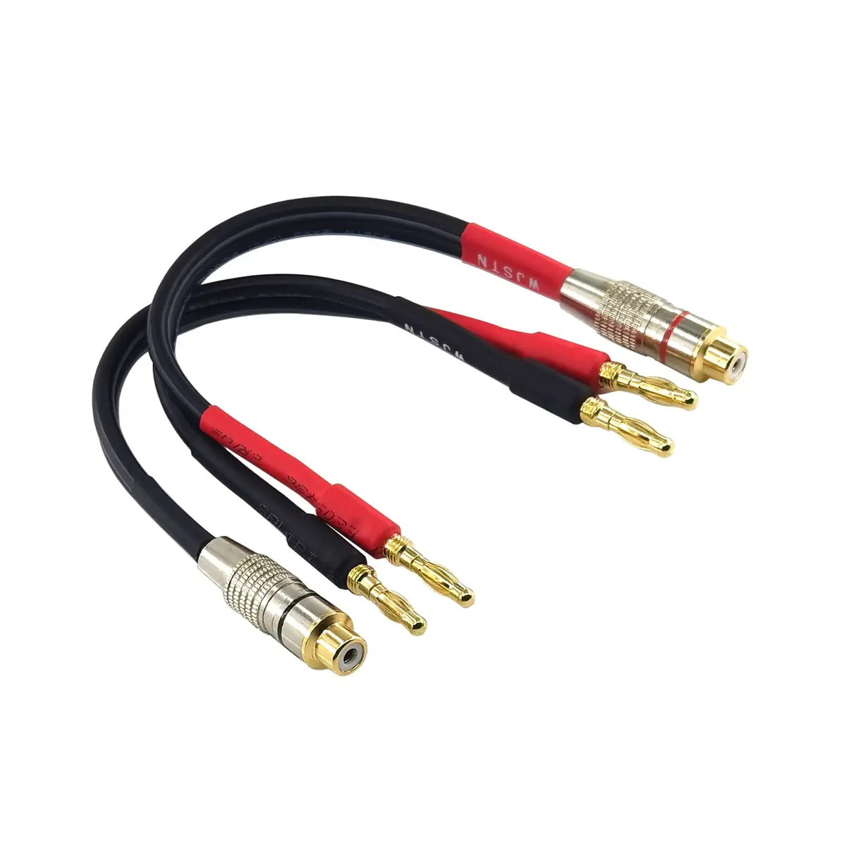 WJSTN RCA to Flex Pin Banana Plug Adapter 6 inches | High-Quality Audio Extension - main product image