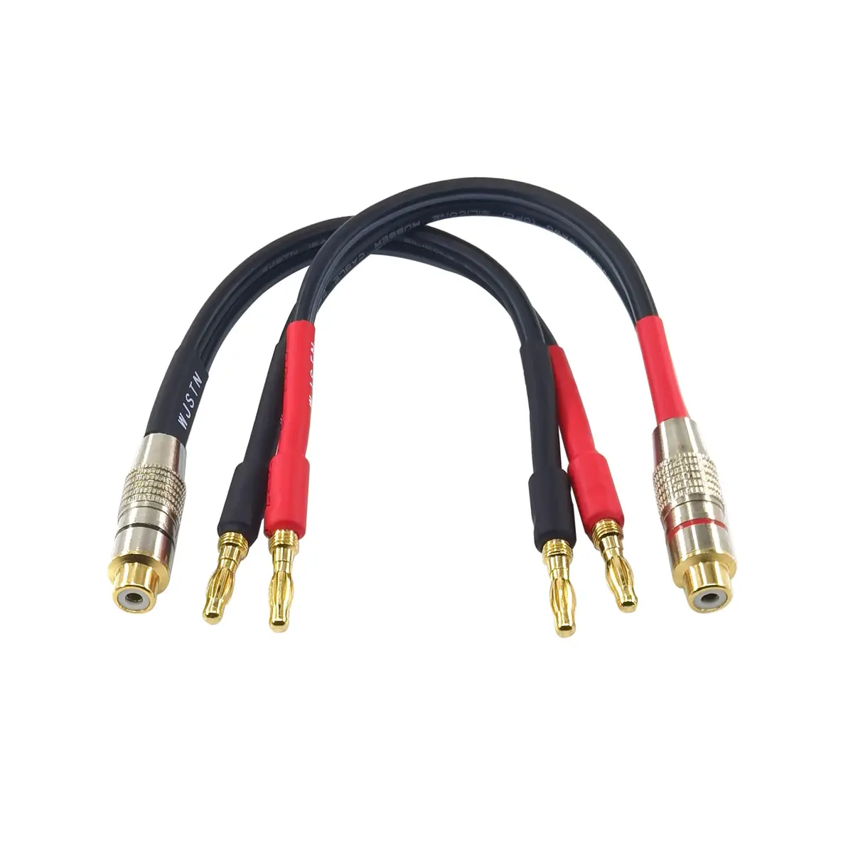 WJSTN RCA to Flex Pin Banana Plug Adapter 6 inches | High-Quality Audio Extension - view 2