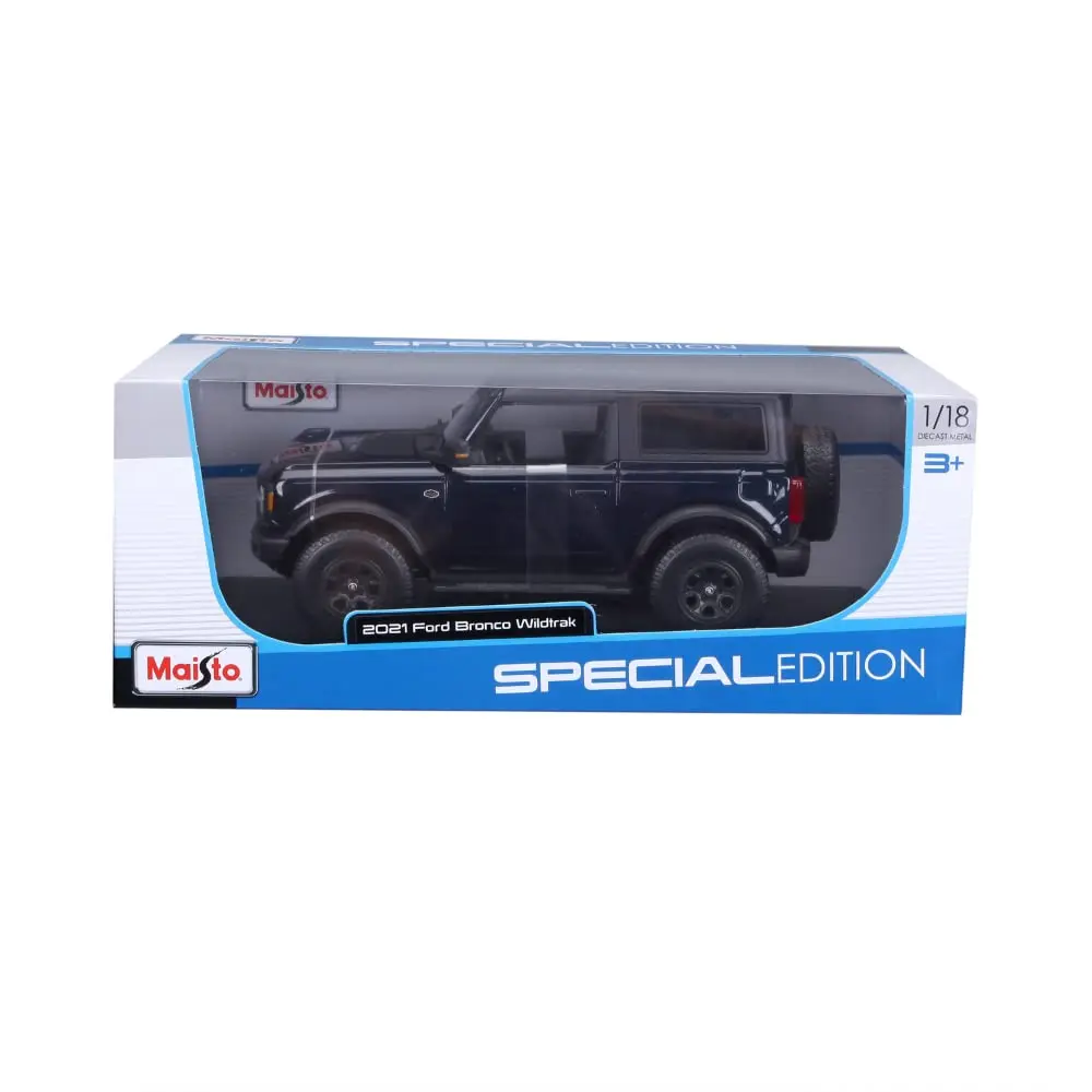 Maisto 1:18 Scale Diecast Model Car Kit Ford Bronco Wildtrak, Black/White | High Detail Collector's Piece - main product image