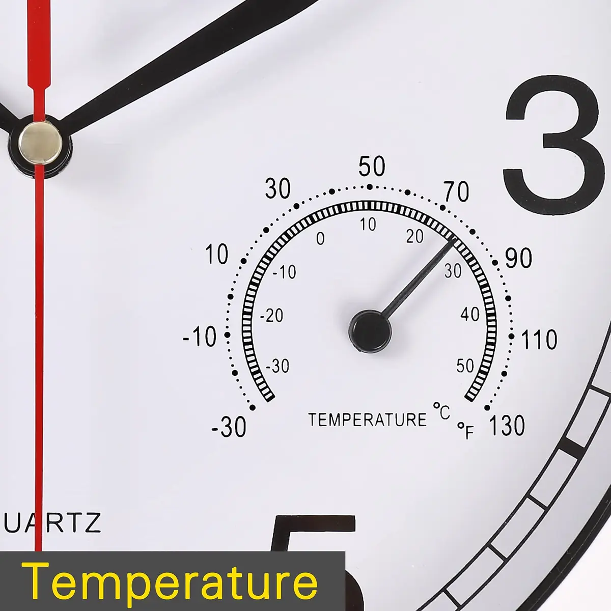 Vigorwise 8 Inch White Wall Clock Silent Wall Clocks with Temperature | Modern Home Decor with Thermo-Hygrometer - view 7