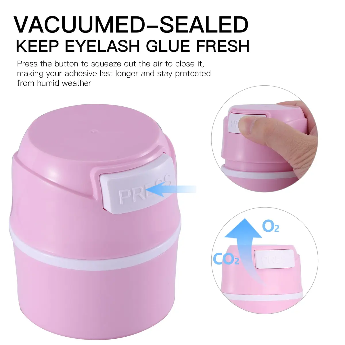Pretty memory Airtight Eyelash Glue Storage Container Pink | Keeps Lash Glue Fresh - view 4