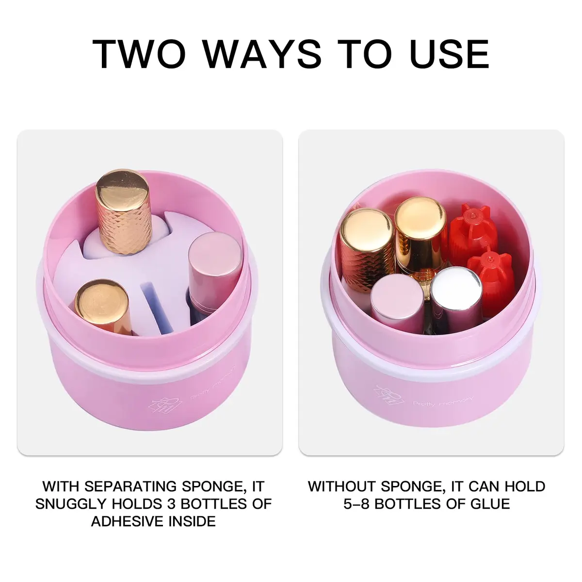 Pretty memory Airtight Eyelash Glue Storage Container Pink | Keeps Lash Glue Fresh - view 3