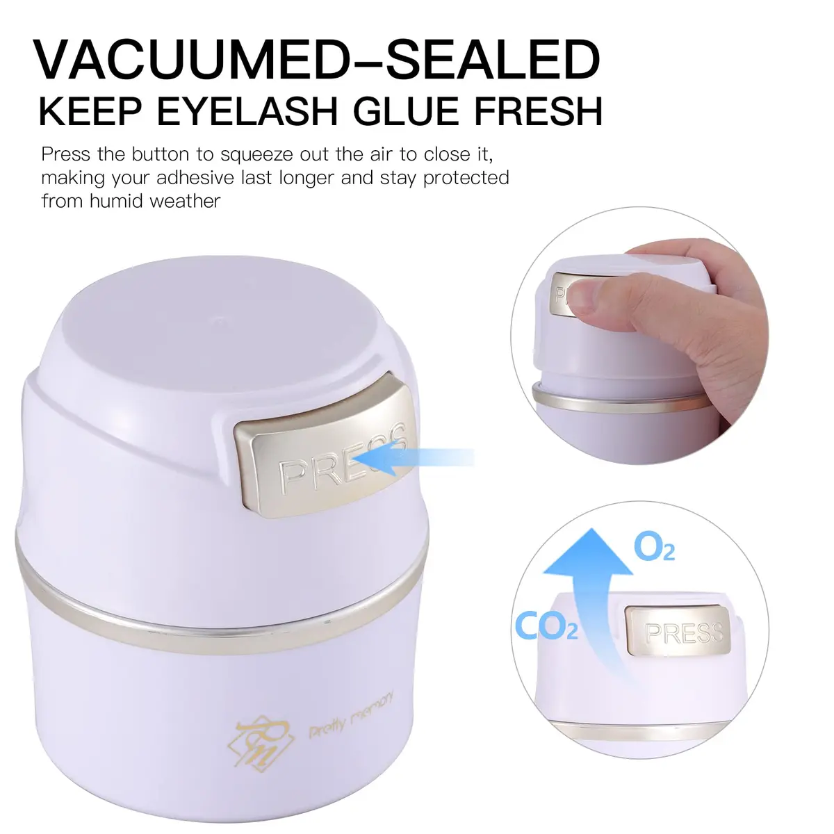Pretty memory Eyelash Glue Holder for 8 Pcs - White with Gold | Keeps Glue Fresh & Dry - view 4