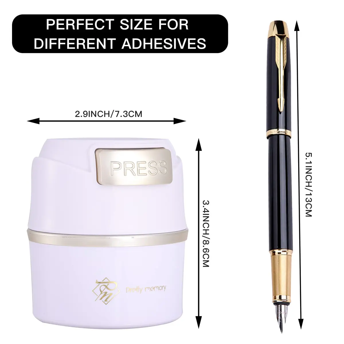 Pretty memory Eyelash Glue Holder for 8 Pcs - White with Gold | Keeps Glue Fresh & Dry - view 2