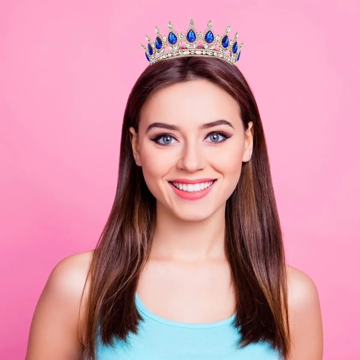 COCIDE Gold Crowns for Women Crystal Wedding Tiara and Crowns for Women Rhinestones Queen Headband Hair Accessories for Birthday Party Bridal Prom Costume Cosplay | Elegant Queen Crown, 1.9 inches high, suitable for women - view 5