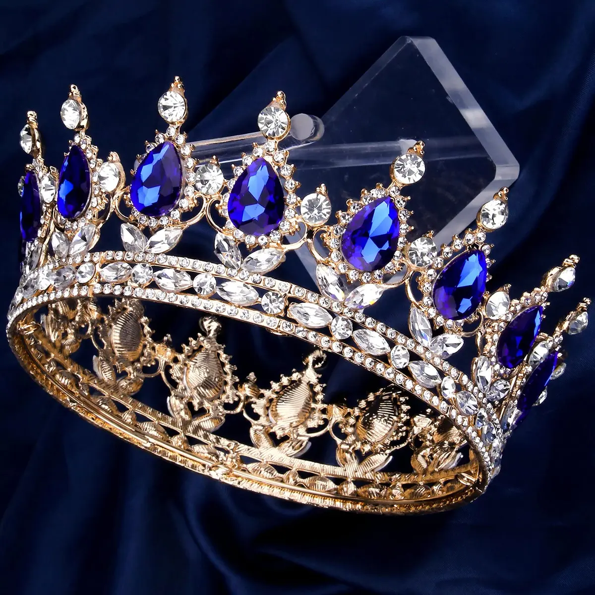 COCIDE Gold Crowns for Women Crystal Wedding Tiara and Crowns for Women Rhinestones Queen Headband Hair Accessories for Birthday Party Bridal Prom Costume Cosplay | Elegant Queen Crown, 1.9 inches high, suitable for women - view 2