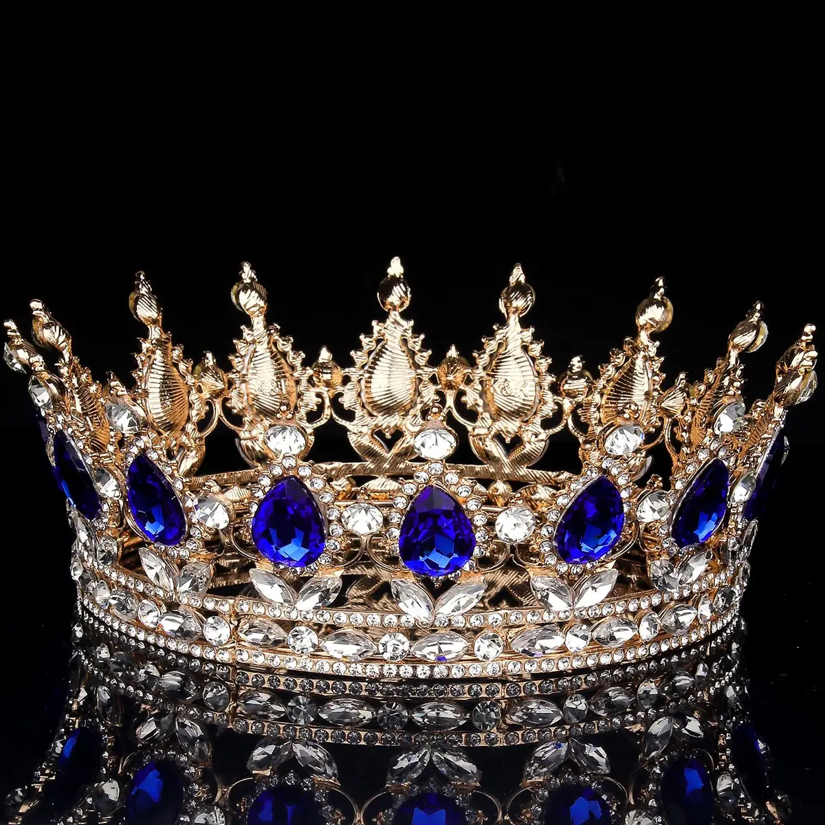 COCIDE Gold Crowns for Women Crystal Wedding Tiara and Crowns for Women Rhinestones Queen Headband Hair Accessories for Birthday Party Bridal Prom Costume Cosplay | Elegant Queen Crown, 1.9 inches high, suitable for women - view 4