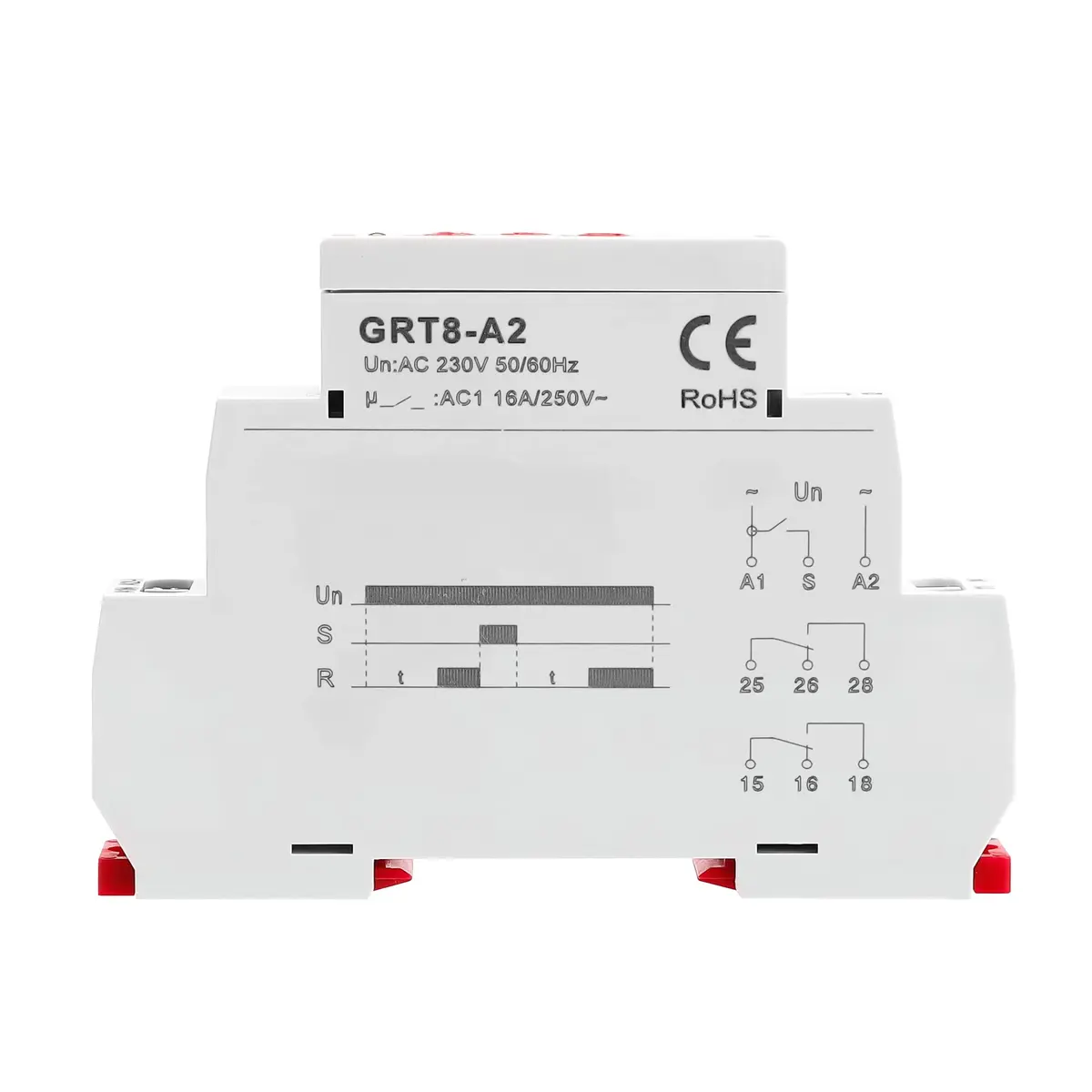 GEYA GRT8-A2 Single Function Delay On Timer Relay AC230V, 16A, 1-Module DIN Rail Mount | High Cost Performance - view 2