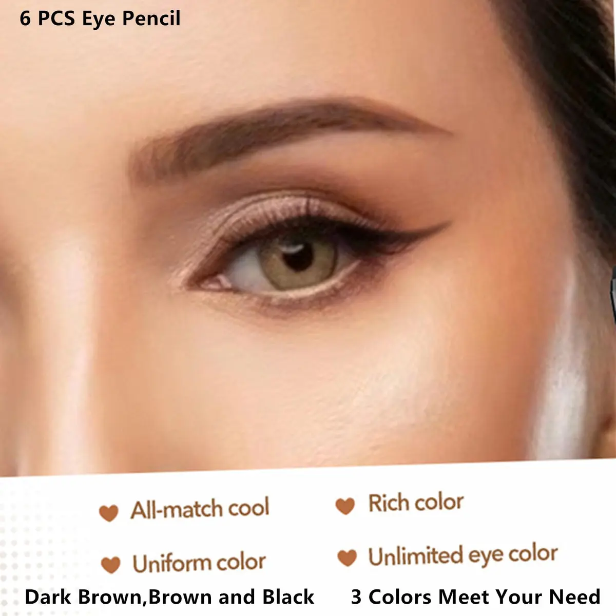 Go Ho Eyebrow & Eye Liner Pencil Set | Sweatproof, Long-lasting, 3 Colors (Black, Brown, Dark Brown) - view 2