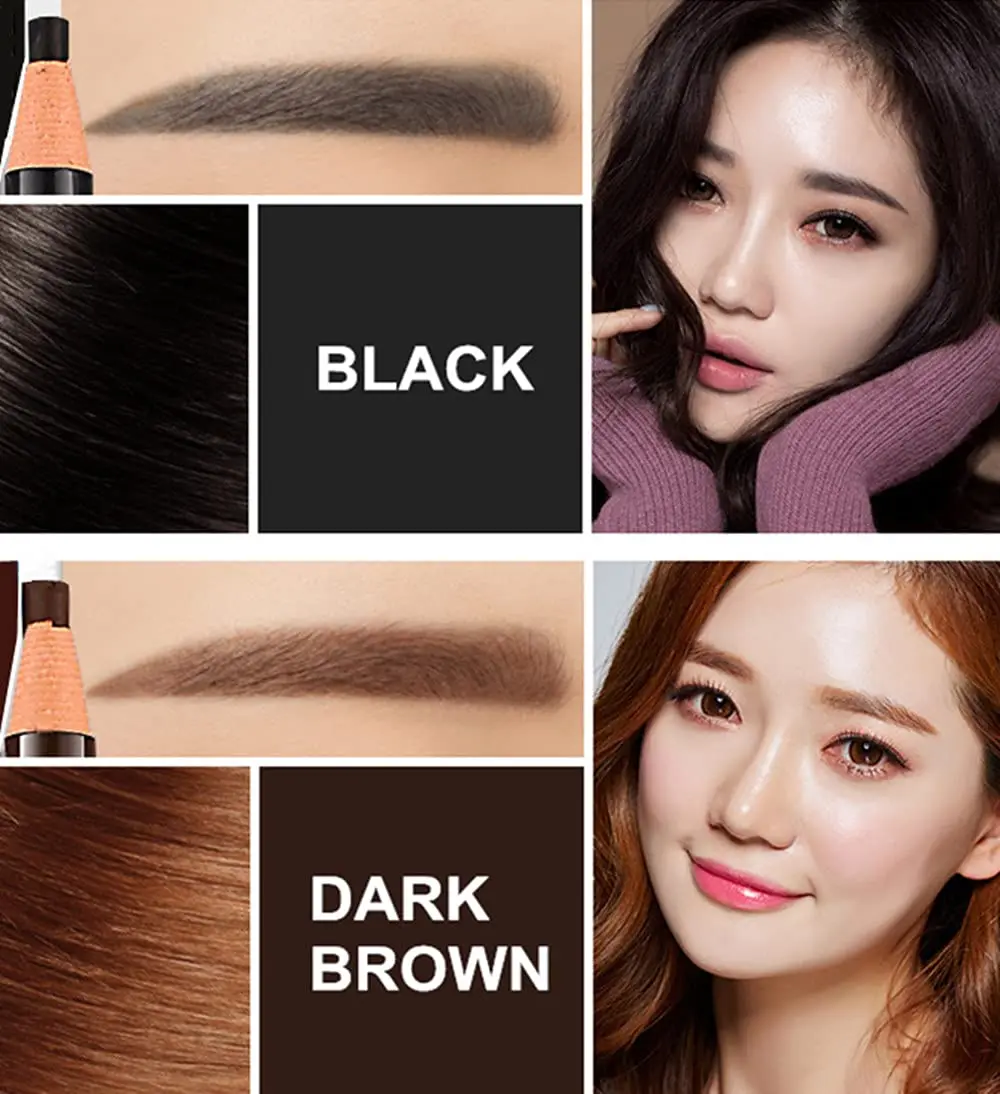 Go Ho Eyebrow & Eye Liner Pencil Set | Sweatproof, Long-lasting, 3 Colors (Black, Brown, Dark Brown) - view 4