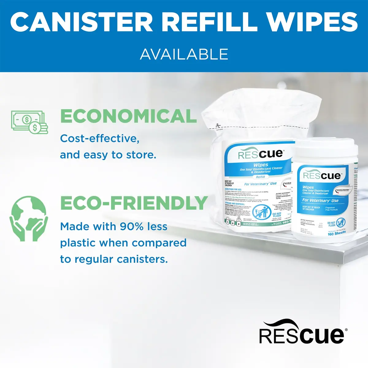 REScue Disinfectant Wipes 12 Pack | Fast-Acting, Safe for Pets & Humans, Eco-Friendly - view 5
