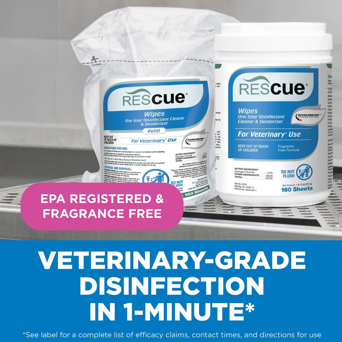 REScue Disinfectant Wipes 12 Pack | Fast-Acting, Safe for Pets & Humans, Eco-Friendly - view 2