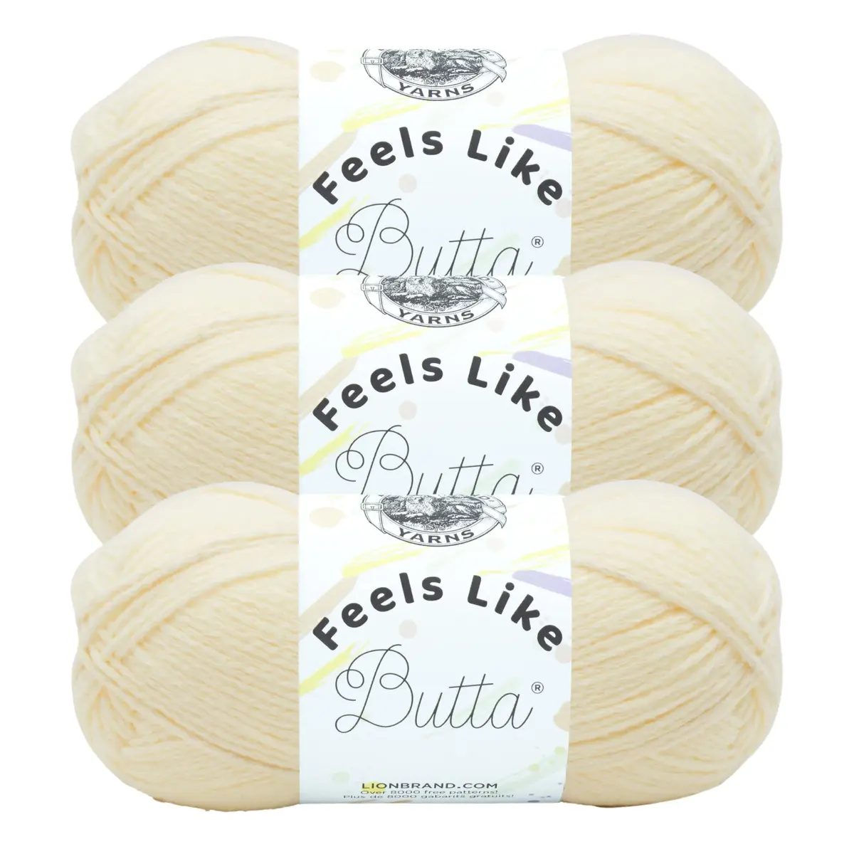 Lion Brand Feels Like Butta Yarn, Lemon Color, 3 Pack Crochet & Knitting Yarn, 100g Each | OEKO-TEX Certified Polyester - main product image