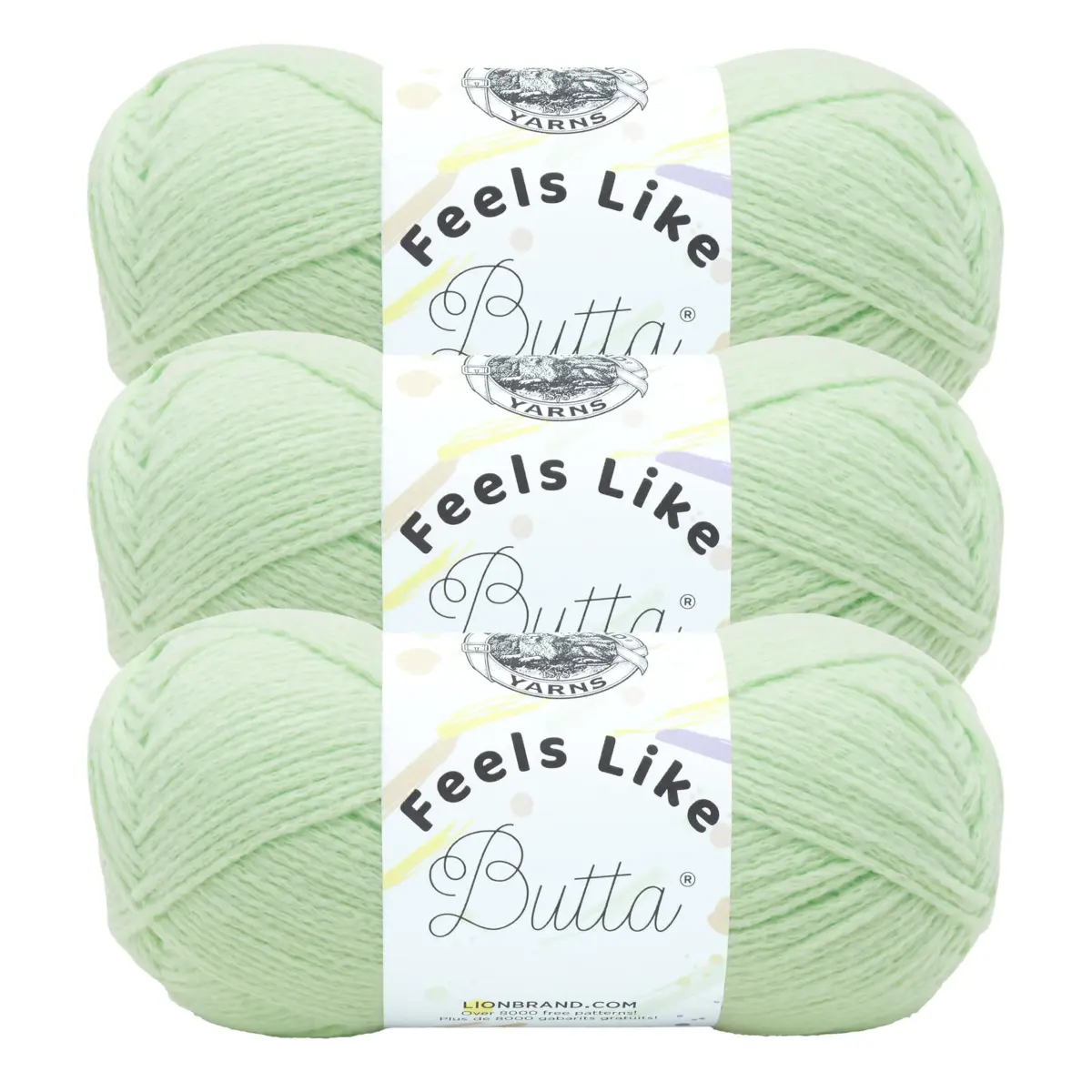 Lion Brand Yarn Feels Like Butta Crochet & Knitting Yarn, Mint, 3 Pack, 100g Each - main product image