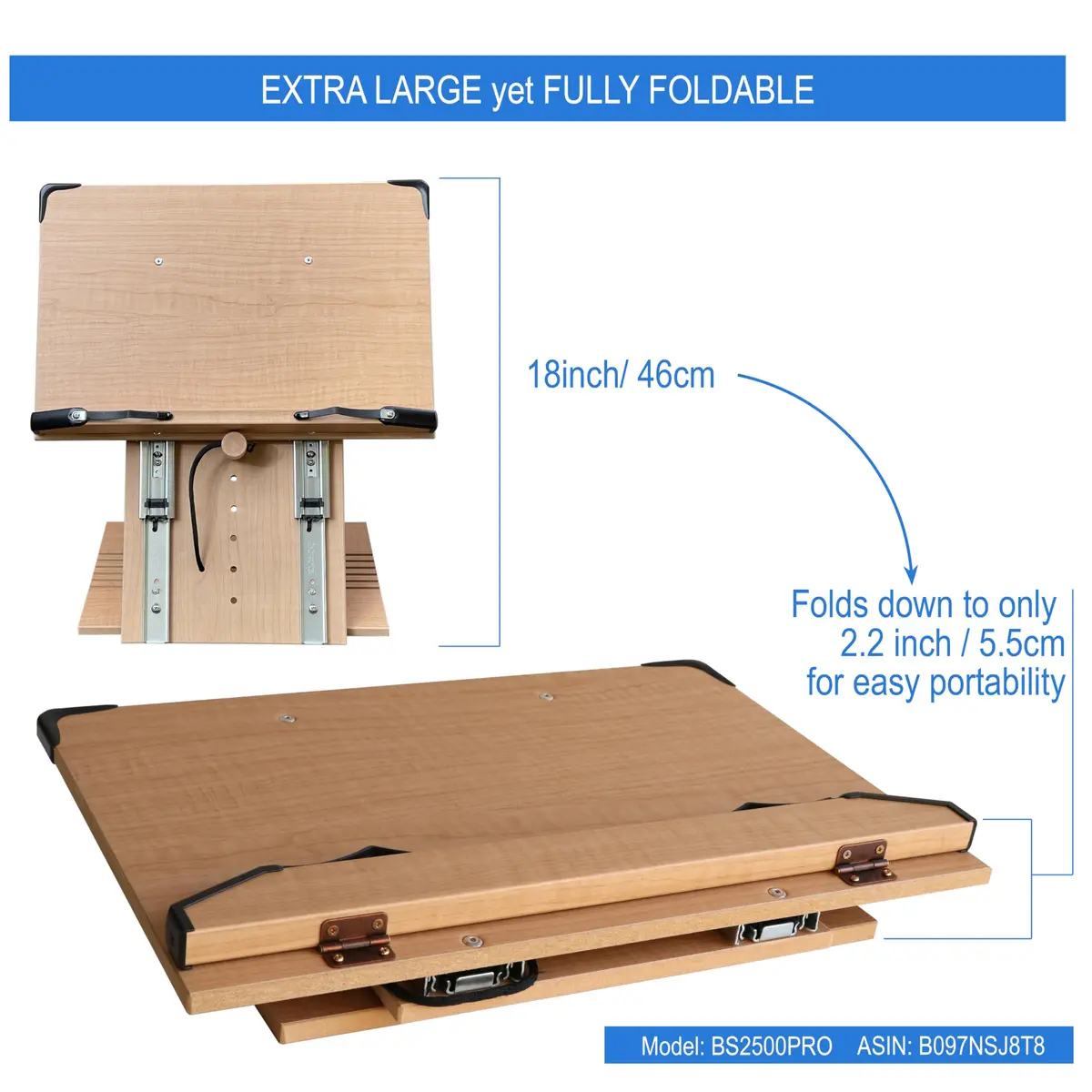 A+ BOOK STAND BS2500PRO XL Super Heavy Duty Book Stand 5.6 lb (2.54 kg) | Adjustable Height & Angle for Textbooks, Tablets, and Hands-Free Reading - view 5