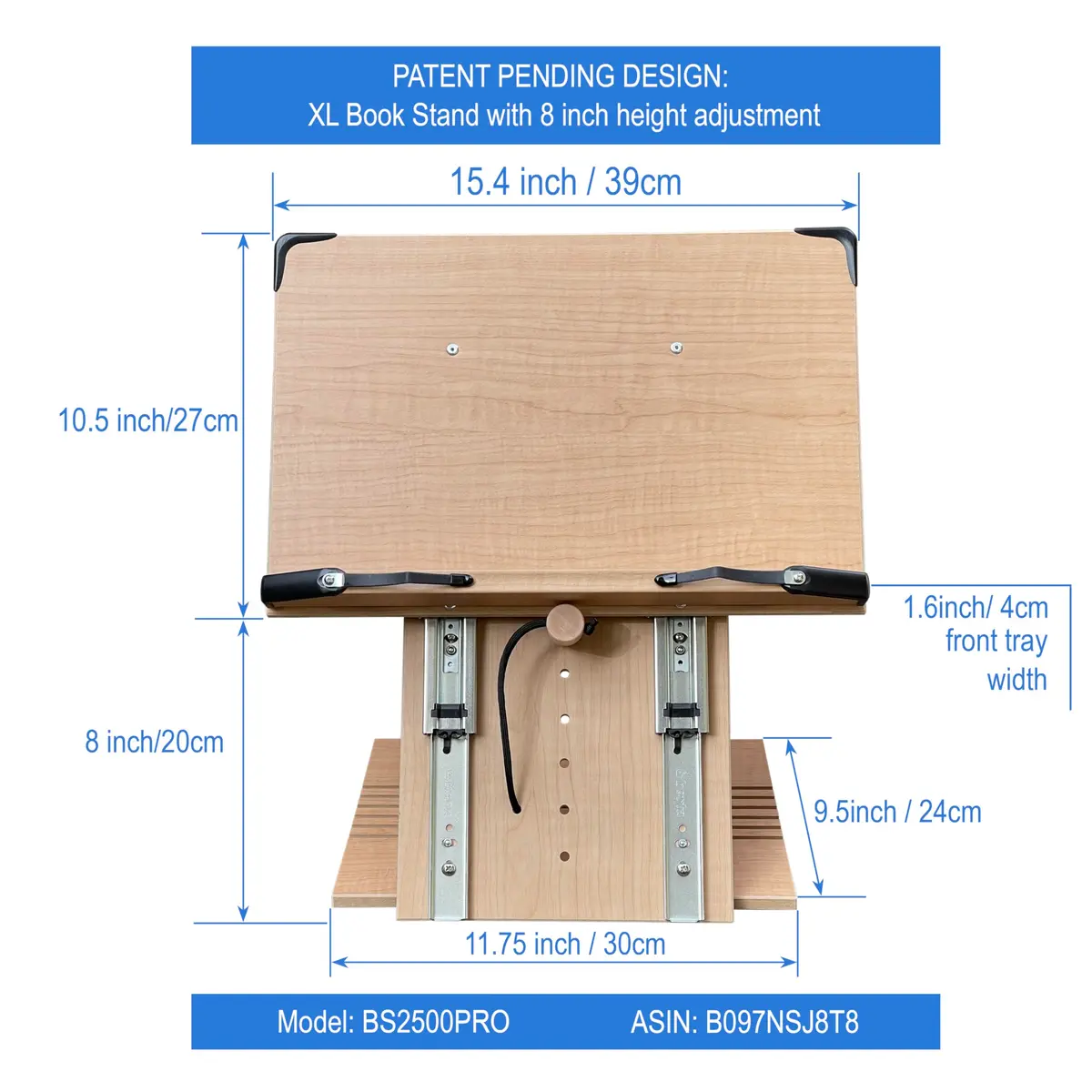A+ BOOK STAND BS2500PRO XL Super Heavy Duty Book Stand 5.6 lb (2.54 kg) | Adjustable Height & Angle for Textbooks, Tablets, and Hands-Free Reading - view 4