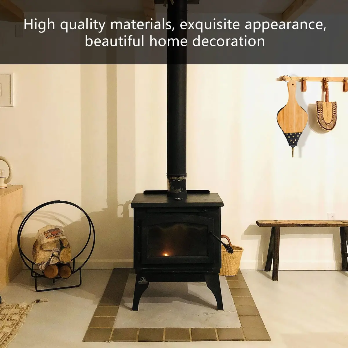 foedo Fireplace Bellows 19"x8" Oak Wood | Large Indoor & Outdoor Air Blower - view 6