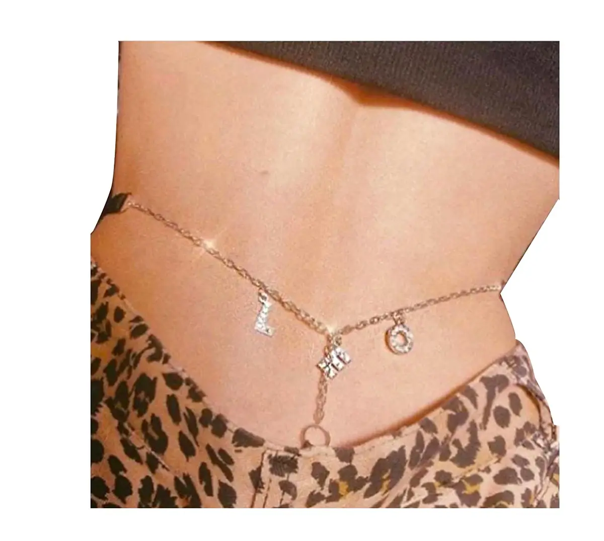 Guroenky Women Rhinestone G-Thong Panty Waist Chain | Sexy LEO Letter Body Chain - view 2