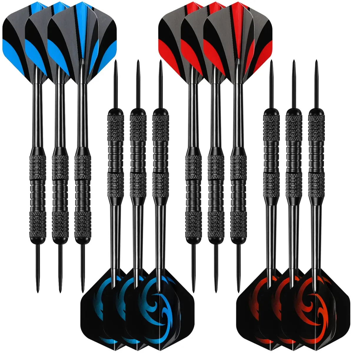 Accmor 12 Pack Steel Tip Darts Set, 24 Grams Professional Metal Darts with PVC Shafts & Flights - main product image