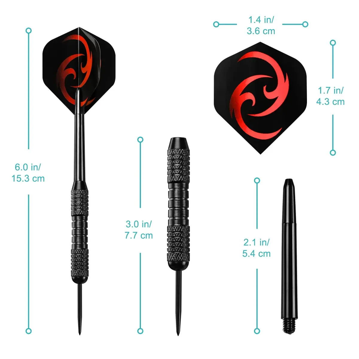 Accmor 12 Pack Steel Tip Darts Set, 24 Grams Professional Metal Darts with PVC Shafts & Flights - view 6