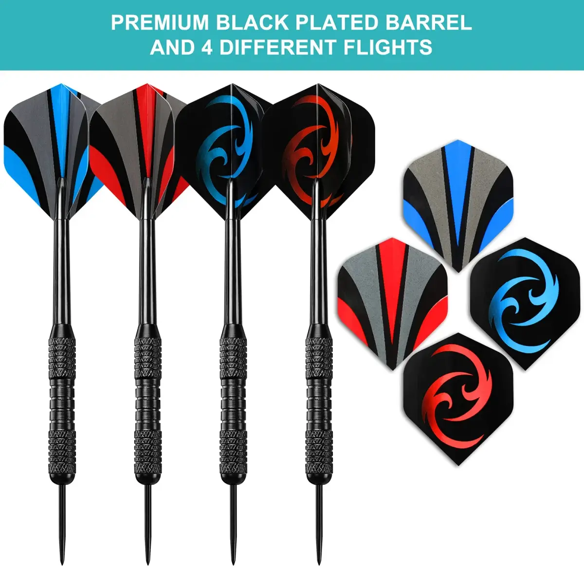Accmor 12 Pack Steel Tip Darts Set, 24 Grams Professional Metal Darts with PVC Shafts & Flights - view 2