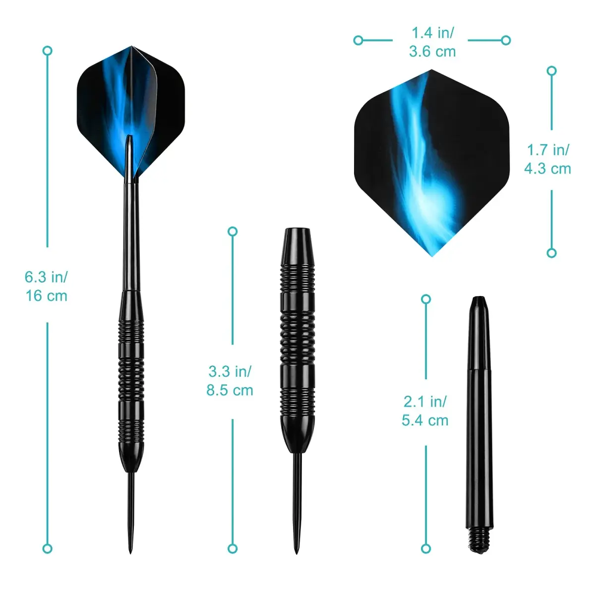 Accmor 12 Pack Steel Tip Darts Set, 24 Grams Professional Metal Darts with Protective Tip Covers | Darts for Electronic Boards - view 6