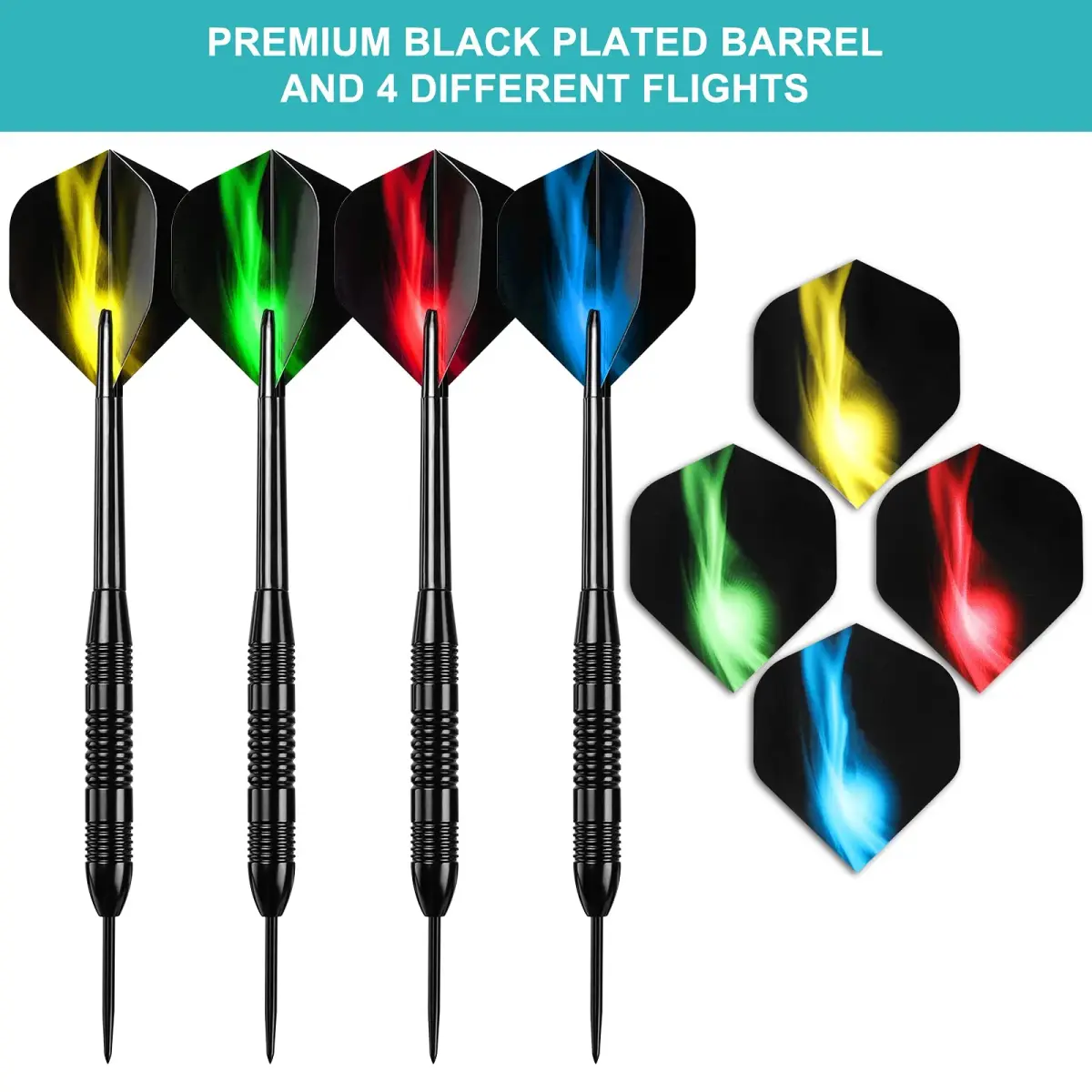 Accmor 12 Pack Steel Tip Darts Set, 24 Grams Professional Metal Darts with Protective Tip Covers | Darts for Electronic Boards - view 2
