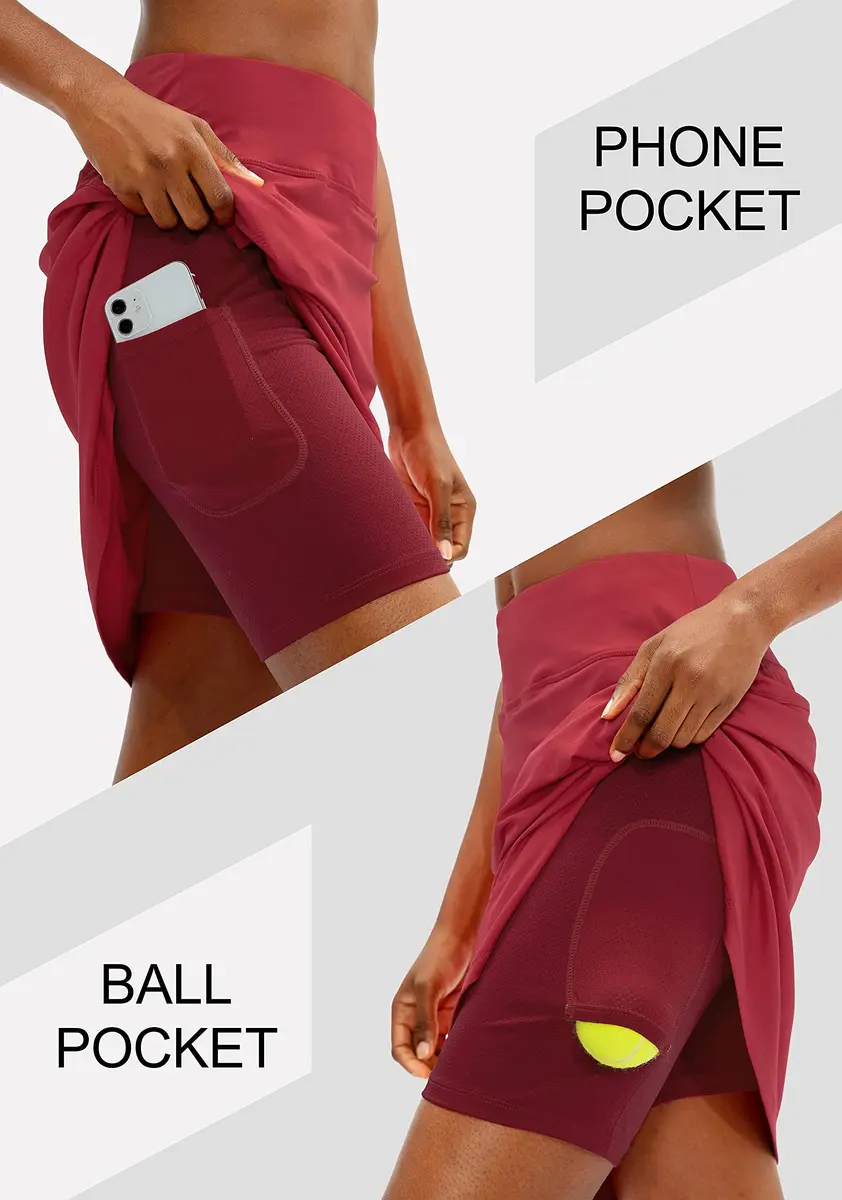 Viodia Women's 20" Knee Length Skorts with Pockets Red 3XL | Lightweight, UPF50+ for Active Women - view 4