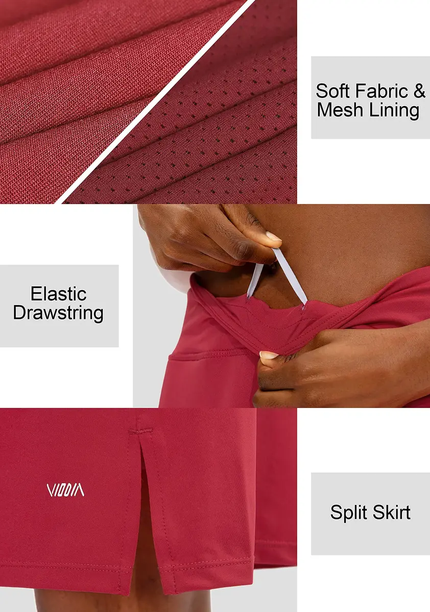 Viodia Women's 20" Knee Length Skorts with Pockets Red 3XL | Lightweight, UPF50+ for Active Women - view 5