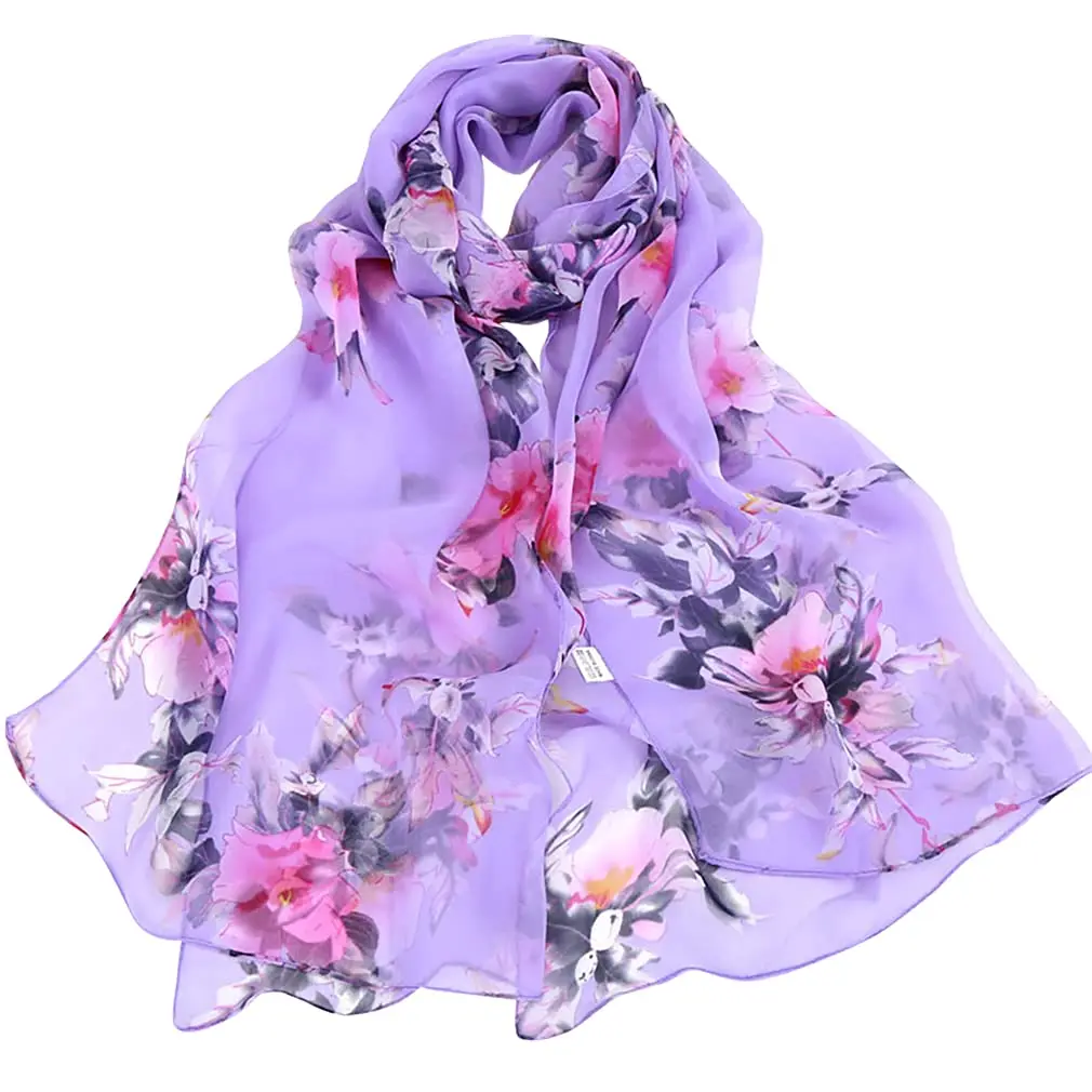 E-Clover Sheer Floral Scarf for Women 160cm x 50cm | Lightweight Chiffon Accessory - main product image