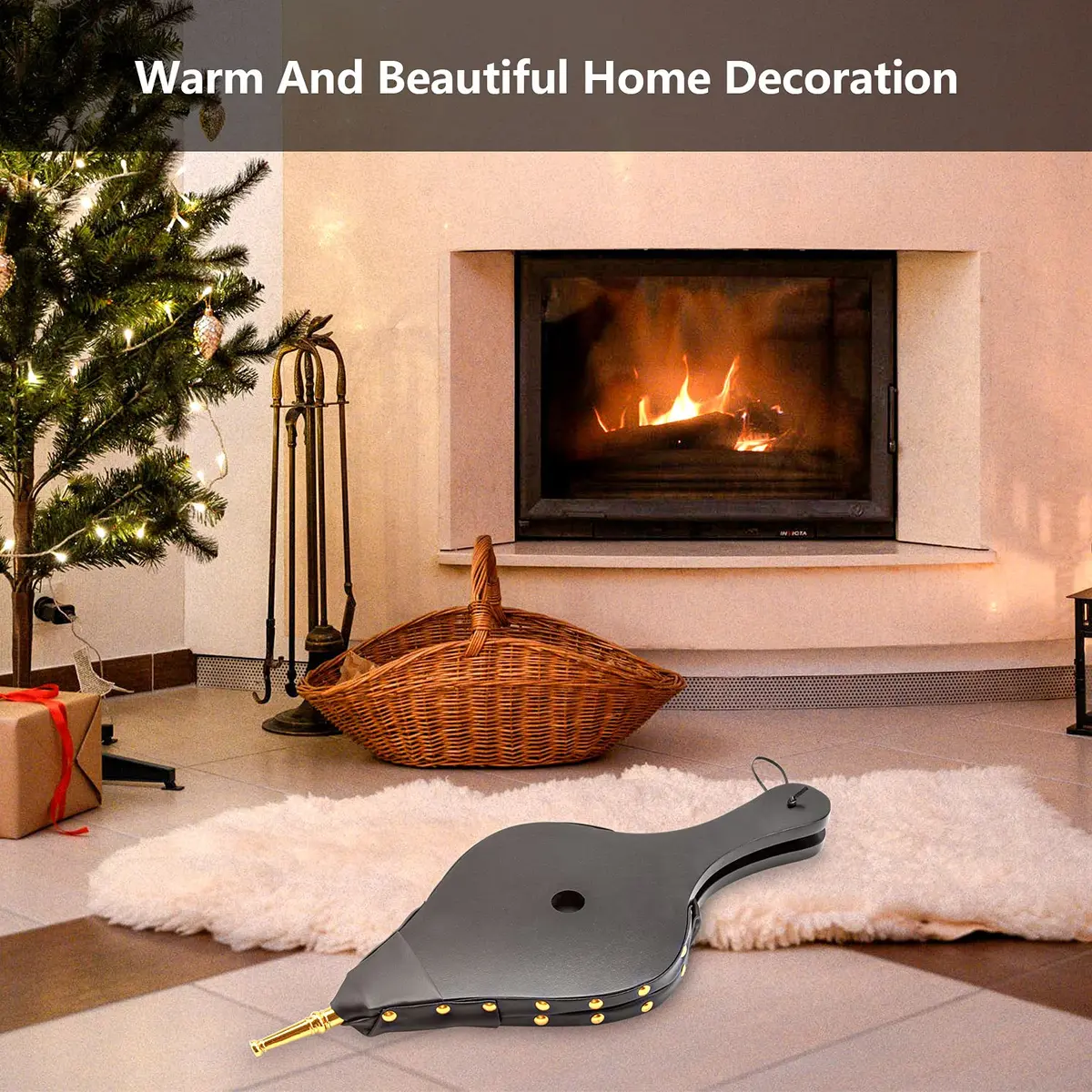 foedo Fireplace Bellows 19" x 8" | Durable Cast Nozzle & Hanging Strap - view 6