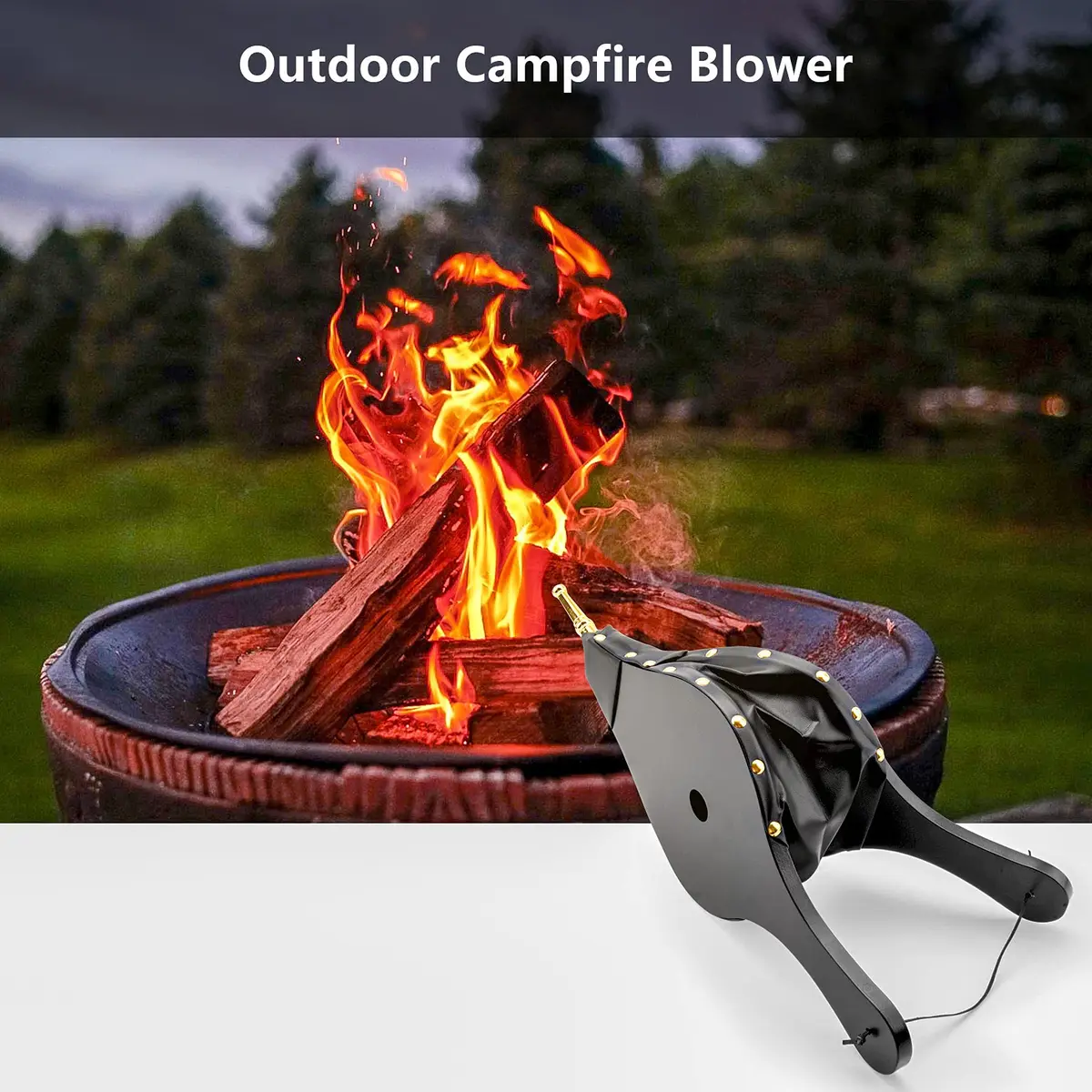 foedo Fireplace Bellows 19" x 8" | Durable Cast Nozzle & Hanging Strap - view 7