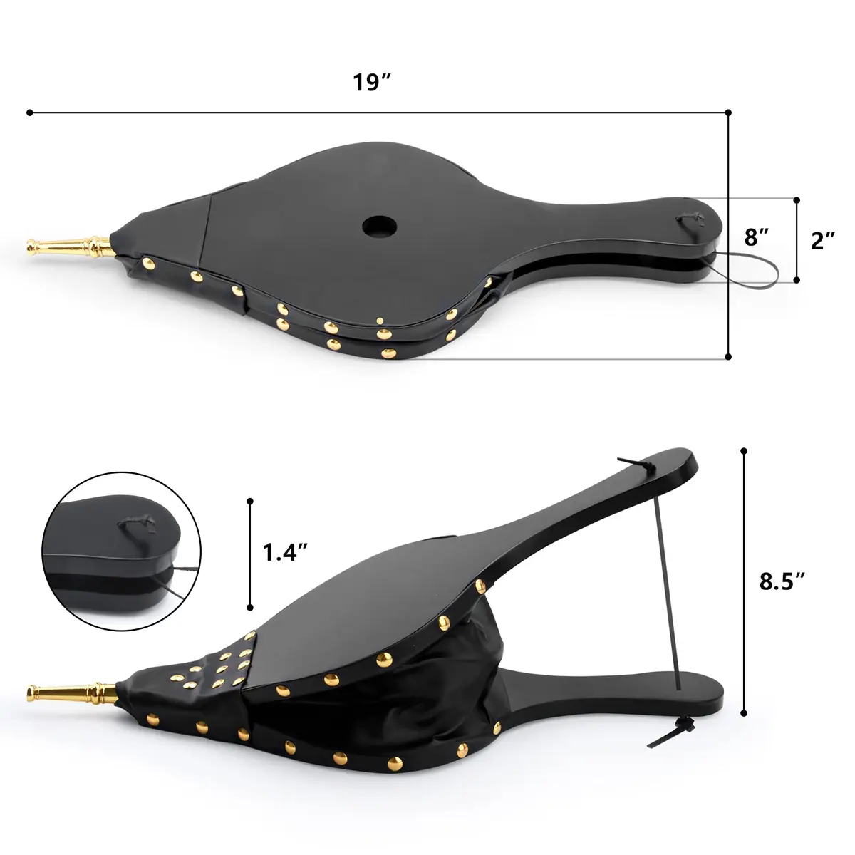 foedo Fireplace Bellows 19" x 8" | Durable Cast Nozzle & Hanging Strap - view 2