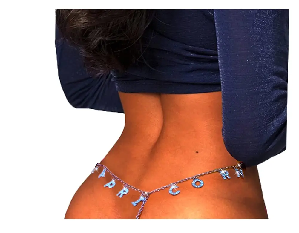 Guroenky Women Rhinestone 12 Constellation Pendant G-Thong Sexy CAPRICORN Size 26"-39" | Adjustable Waist - view 3