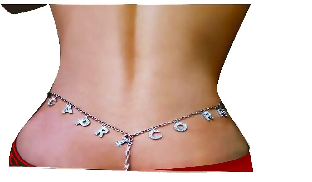 Guroenky Women Rhinestone 12 Constellation Pendant G-Thong Sexy CAPRICORN Size 26"-39" | Adjustable Waist - view 4