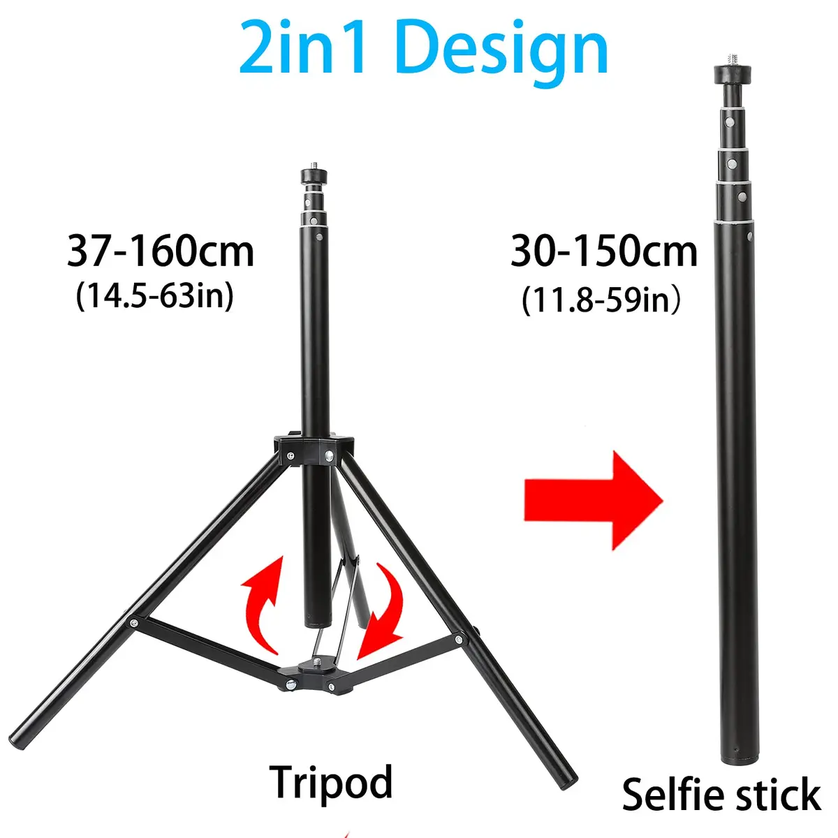 PellKing 2in1 Tripod Extension Rod 59in | Adjustable Selfie Stick & Tripod Support - view 2