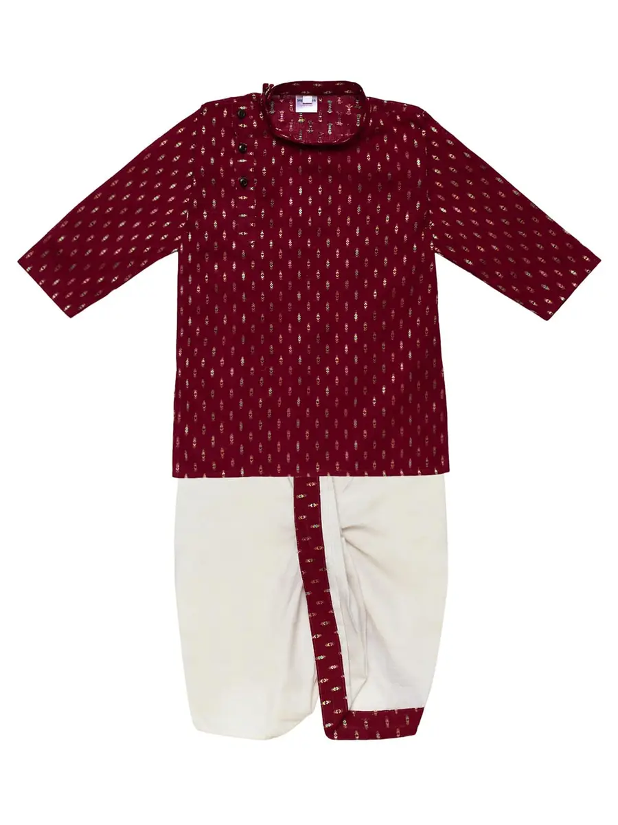 Superminis Boy's Cotton Kurta with Dhoti Set - Maroon, 18-24 Months | Traditional Ethnic Wear for Festivals - main product image