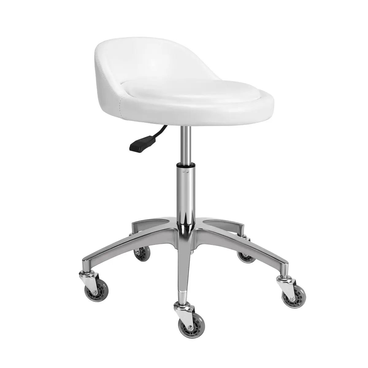 McDooFly White Heavy Duty Salon Stool with Back Support | 400lb Capacity, Adjustable Height, 17" Wide Seat - view 2