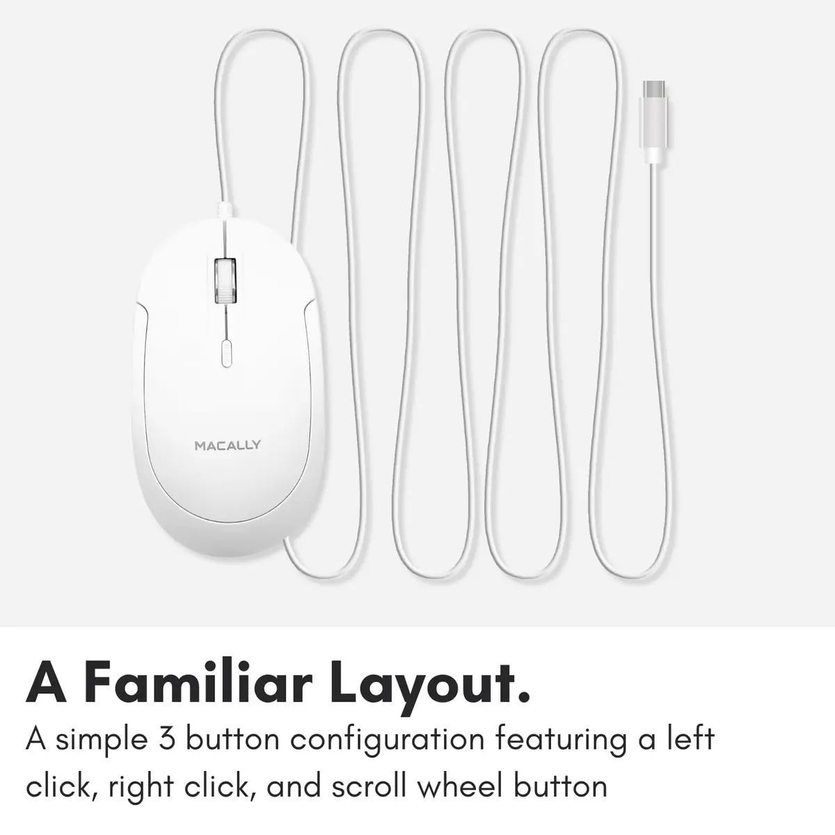 Macally Wired USB C Mouse for Mac & PC | Silent, Reliable, 4 DPI Modes, 5FT USB-C Cable - view 6