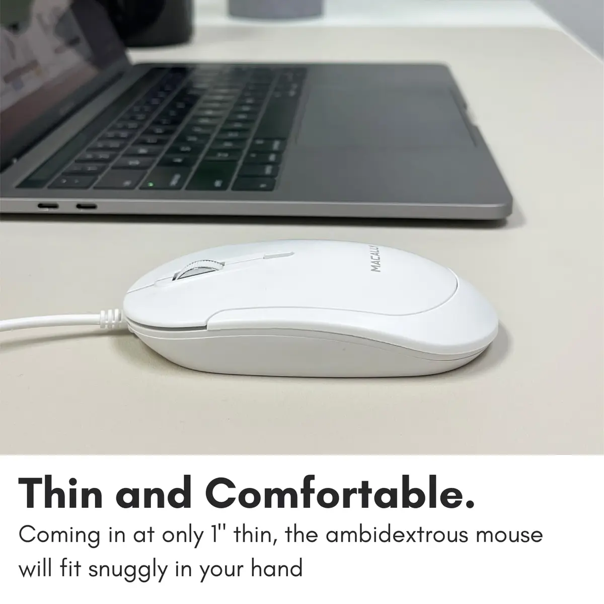 Macally Wired USB C Mouse for Mac & PC | Silent, Reliable, 4 DPI Modes, 5FT USB-C Cable - view 3