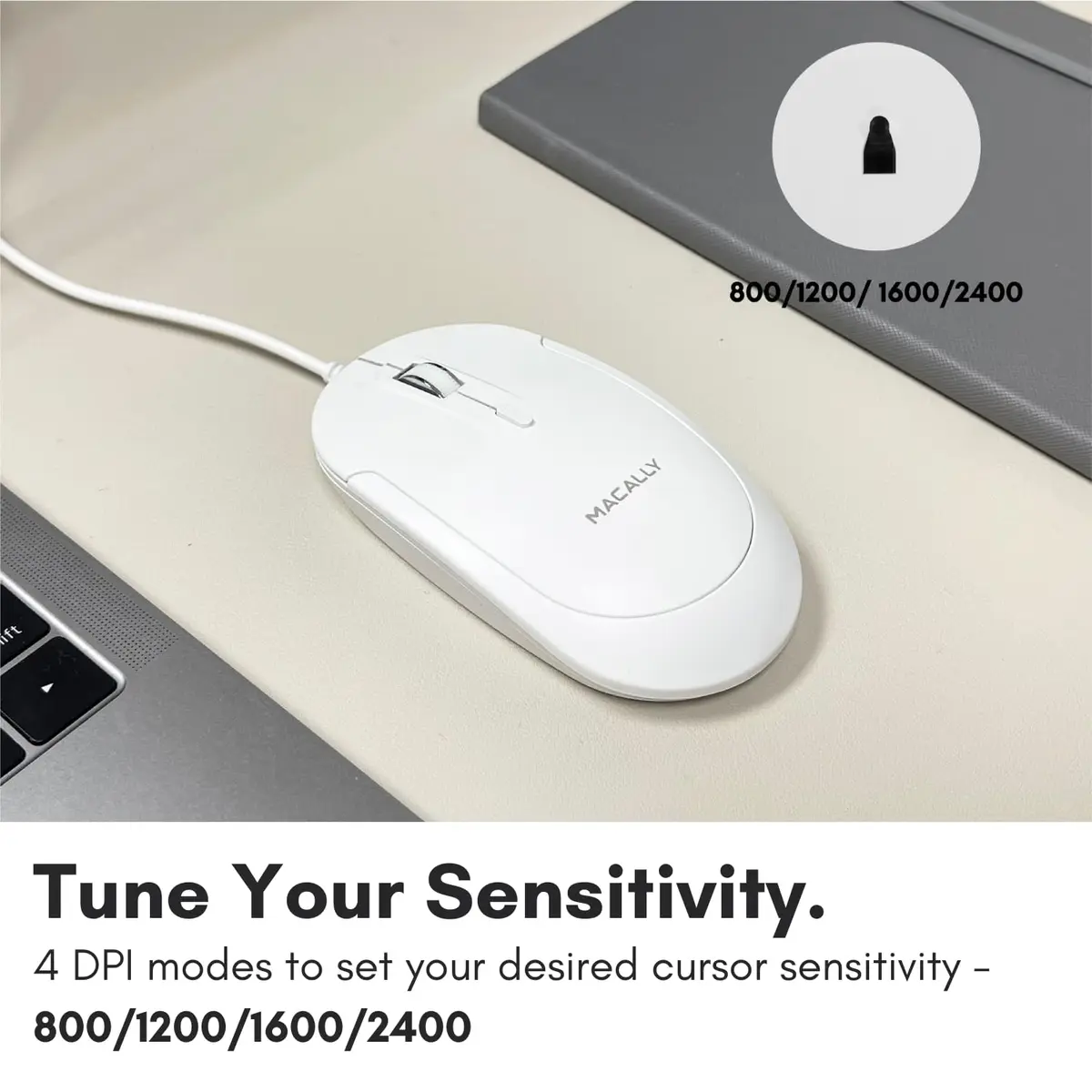Macally Wired USB C Mouse for Mac & PC | Silent, Reliable, 4 DPI Modes, 5FT USB-C Cable - view 4